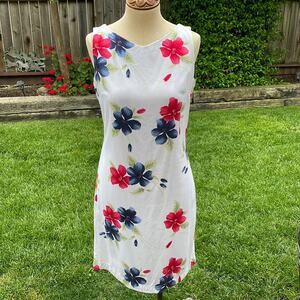 La Cabana Tropical Hawaiian Floral V-Neck Sleeveless Dress Women's Size Small